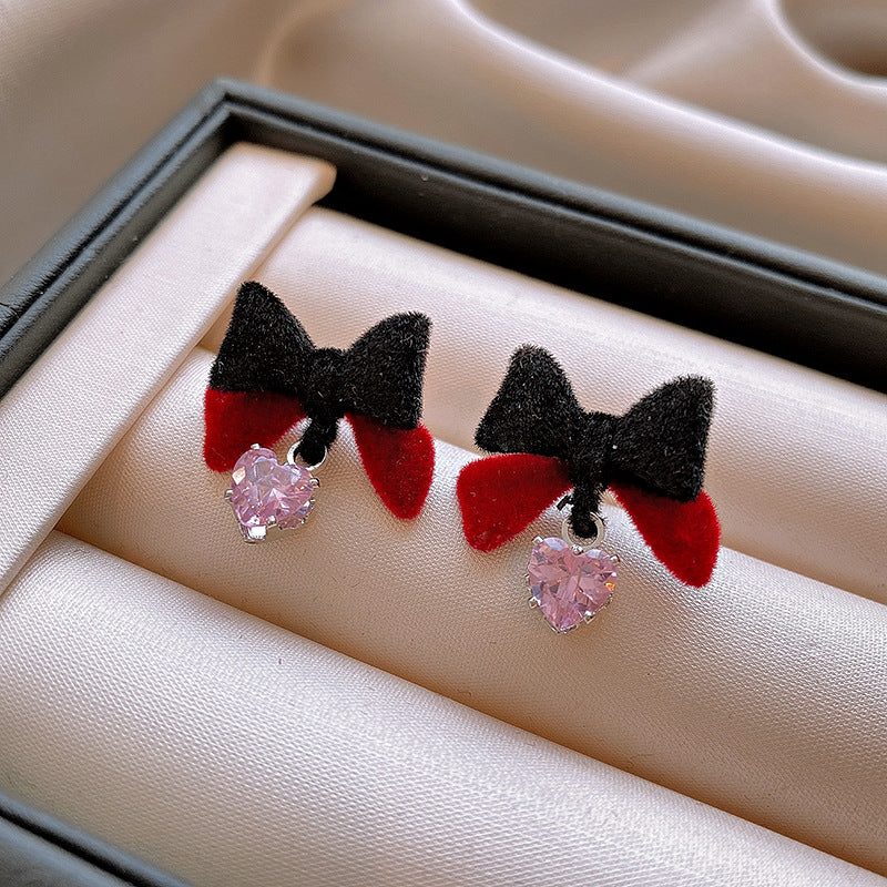 Alloy Bow Heart Earrings (Minimo de compra 2) MIC-FengM004