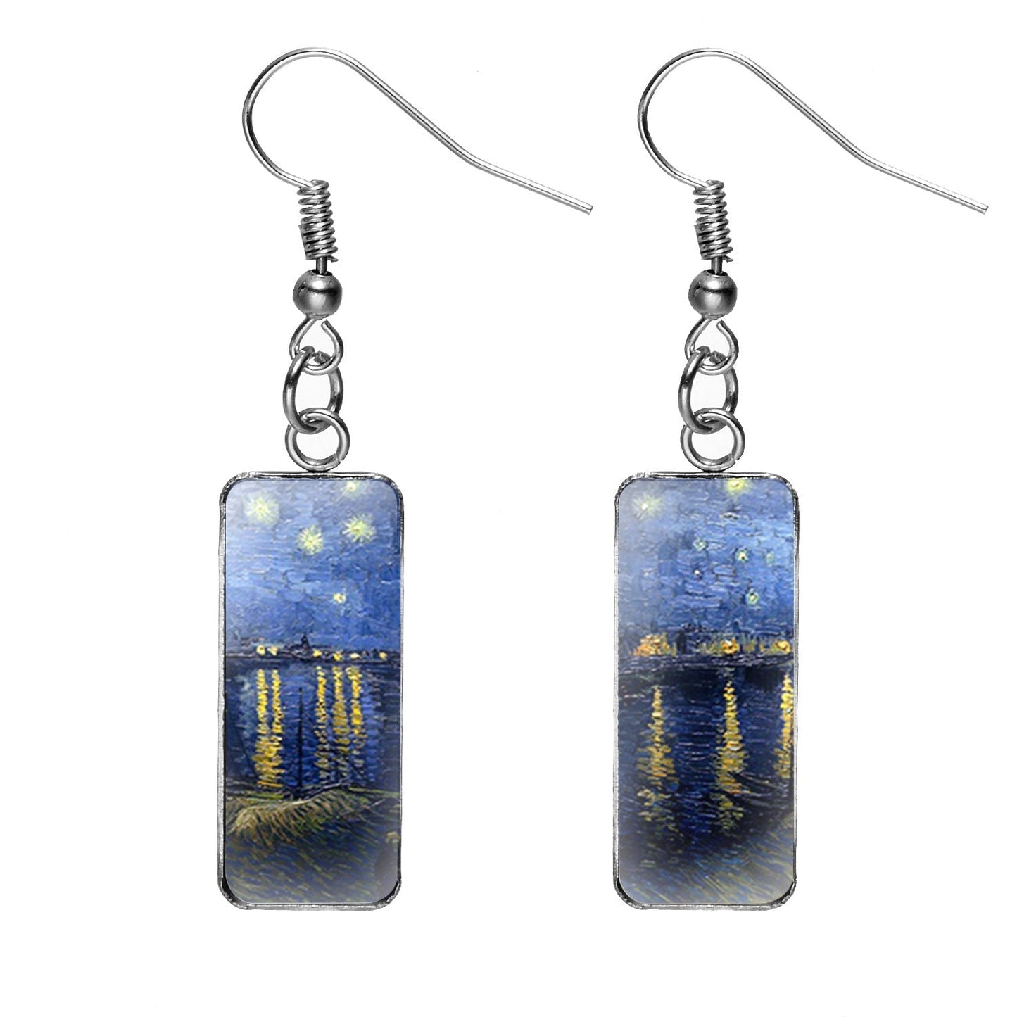 Earrings Stainless Steel Oil Painting Rectangle Pendant SongX042