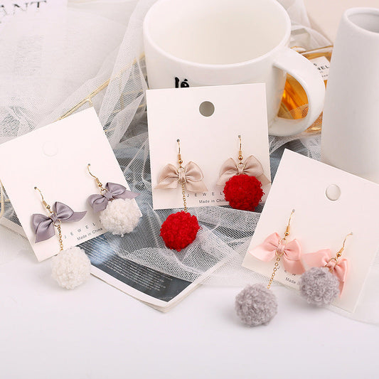 Alloy long hair ball earrings MIC-APY016