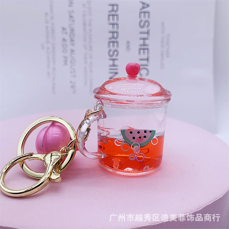 Keychain Acrylic Fruit Floating Quicksand Bottle MOQ≥2 DMF027