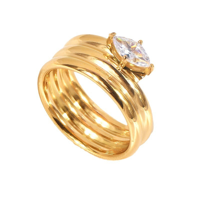 Stainless steel gold-plated multi-layer circle zircon ring MYA-YHZX006