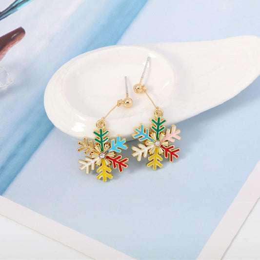 Alloy Christmas snowflake diamond earrings (Minimo de Compra 2)  MIC-YingH008