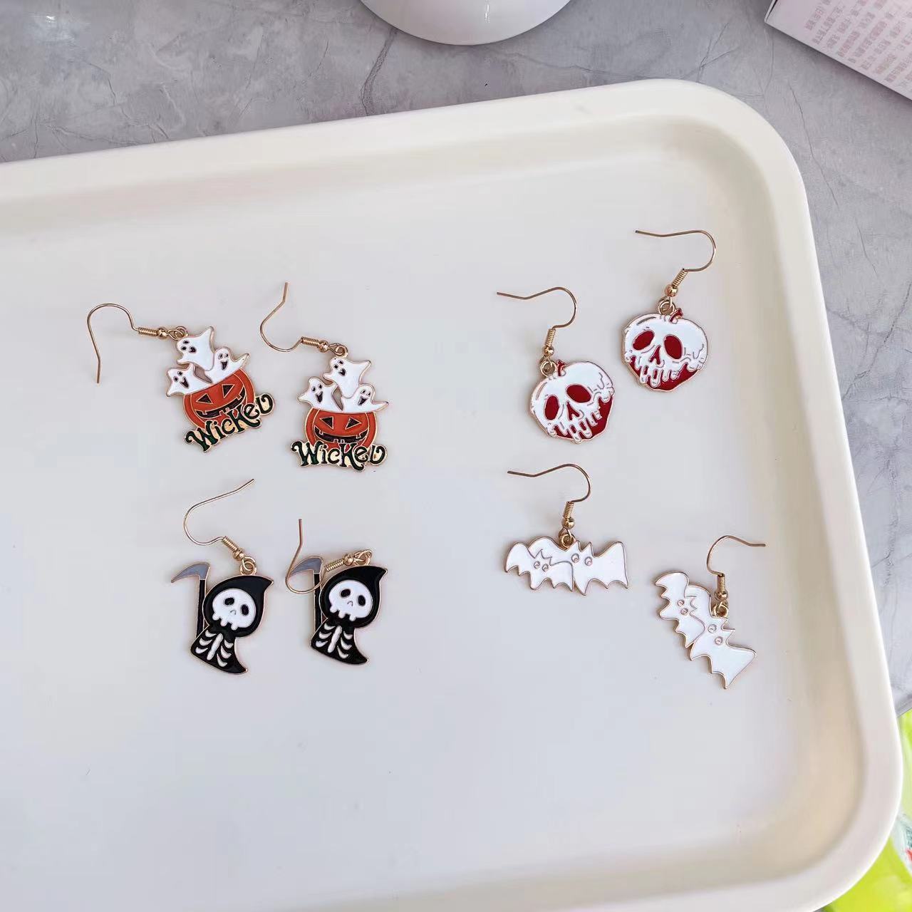 Alloy Halloween pumpkin skull earrings (Minimo de compra 2) MIC-MingX013