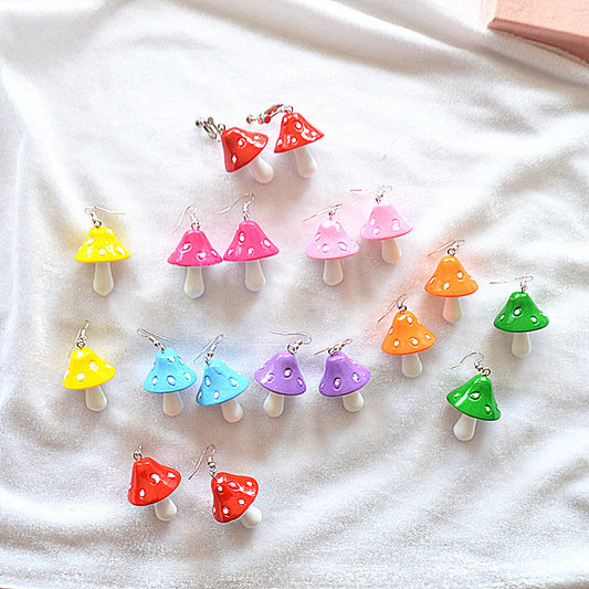 Resin Wave Dot Mushroom Earrings (Minimo de Compra 2) MIC-XieN043