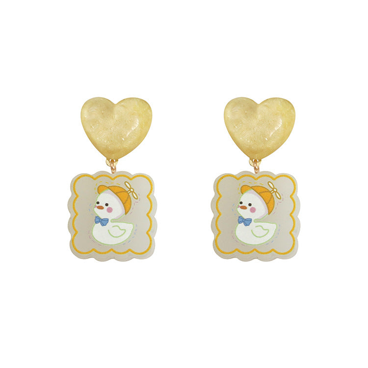 Acrylic Yellow Sparkling Love Earrings MIC-QingJ028