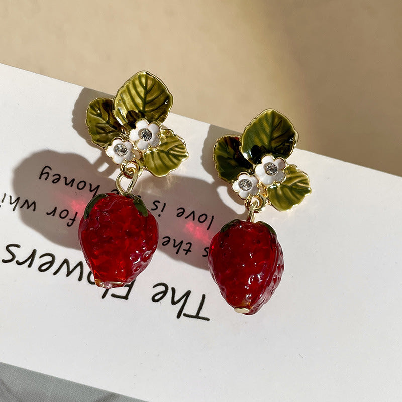 Alloy Fruit Strawberry Earrings MIC-DieD008