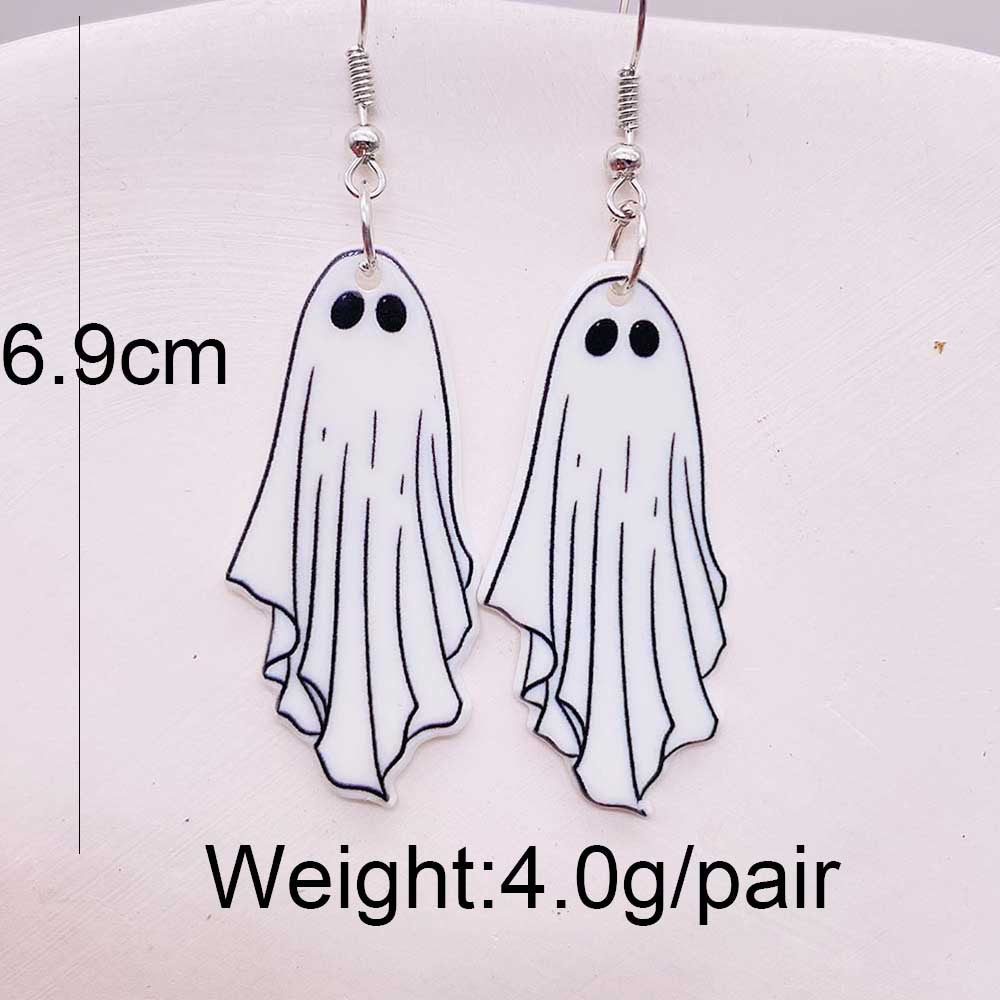 Acrylic Halloween Cookie Man Ghost Earrings (Minimo de Compra 2) MIC-ChenY019