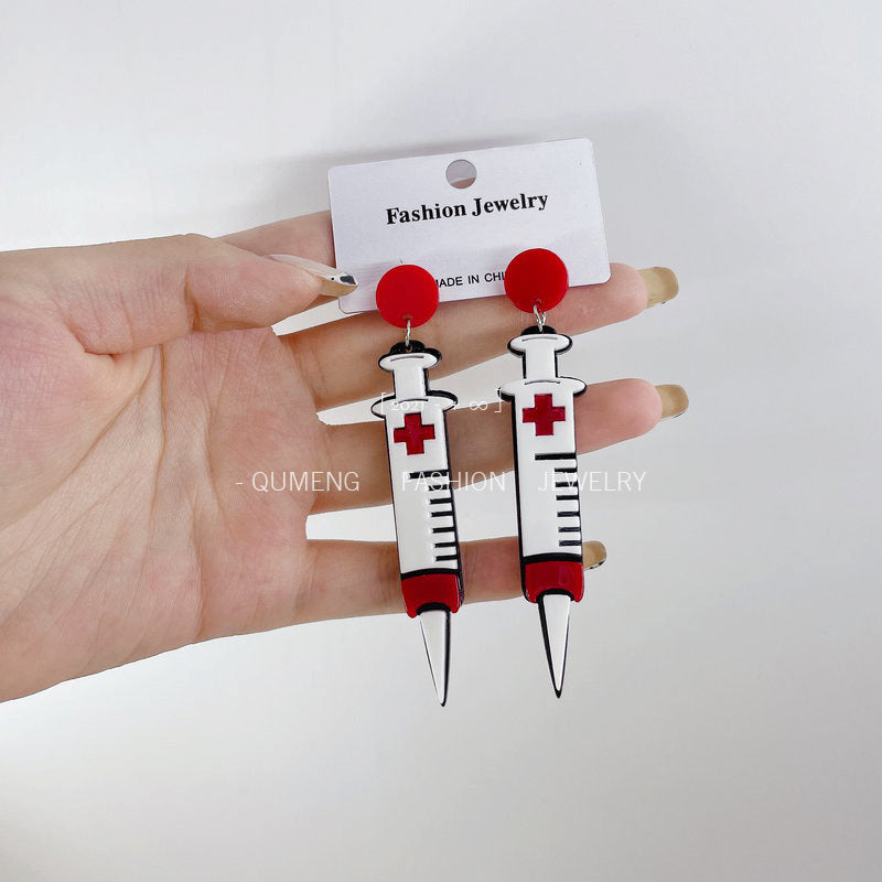 Alloy acrylic syringe earrings MIC-OuG102