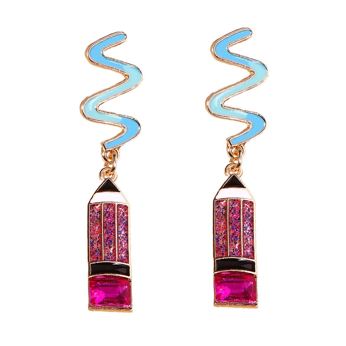 Alloy long colored diamond pencil earrings (Minimo de compra 2) MIC-YueL001