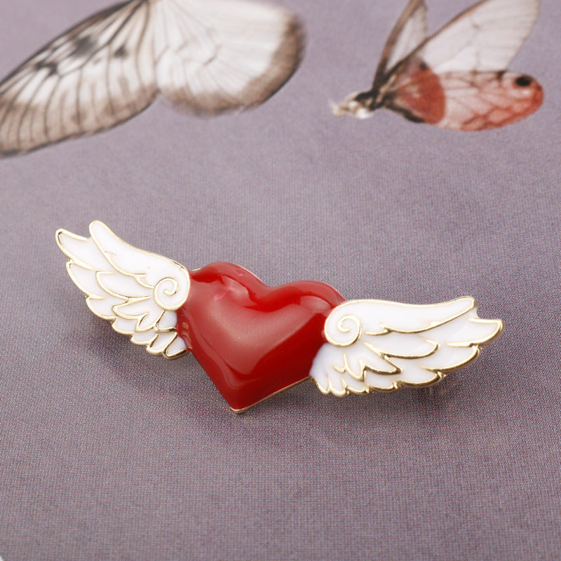 Alloy Angel Wings Love Brooch MIC-AiWen030