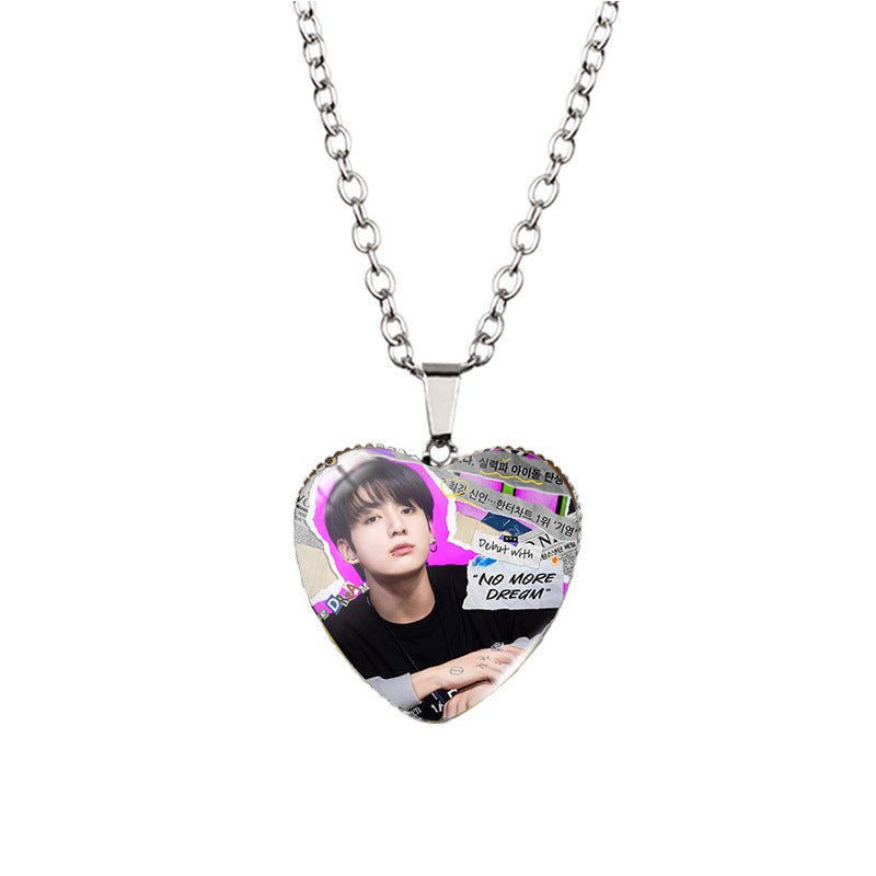 Alloy Time Gem Heart Necklace MYA-XiangL027