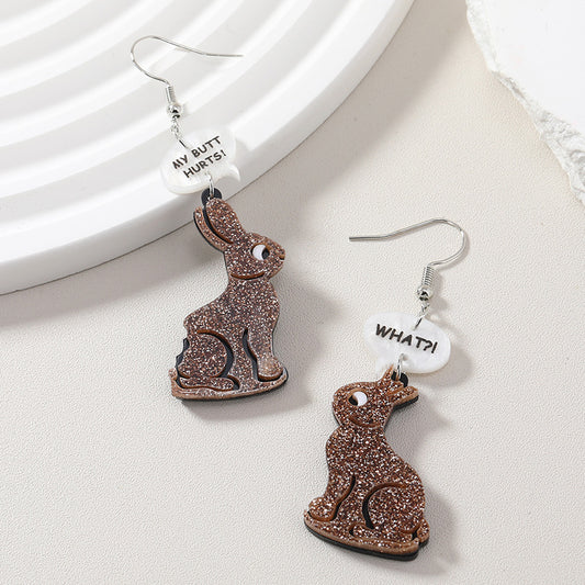 Acrylic Rabbit Sparkling Powder Earrings MIC-KaiQ010