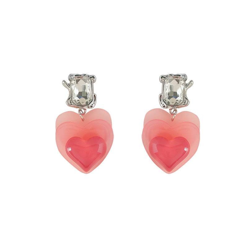 Alloy pink heart earrings MIC-LiangM003