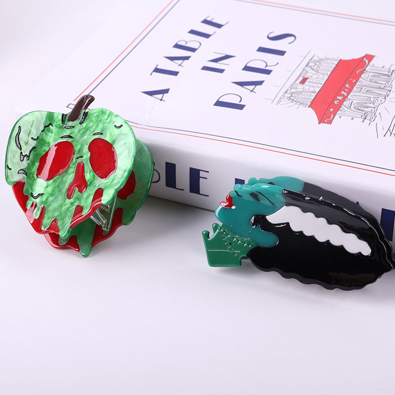 Plastic Halloween Apple Skull Hair Clip (Minimo de Compra 2) MIC-SanE002