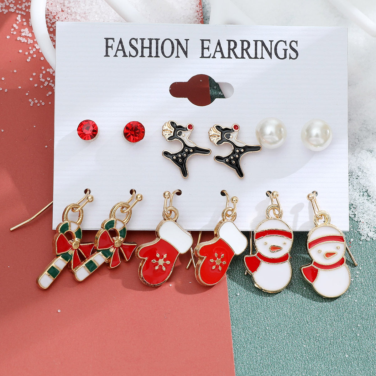 Alloy Christmas Snowman Crutch Earrings (Minimo de Compra 2) MIC-MiaoY096