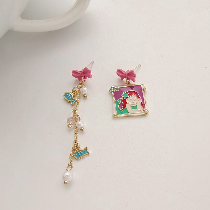 Alloy cartoon mermaid princess earrings (Minimo de Compra 2) MIC-BLD071