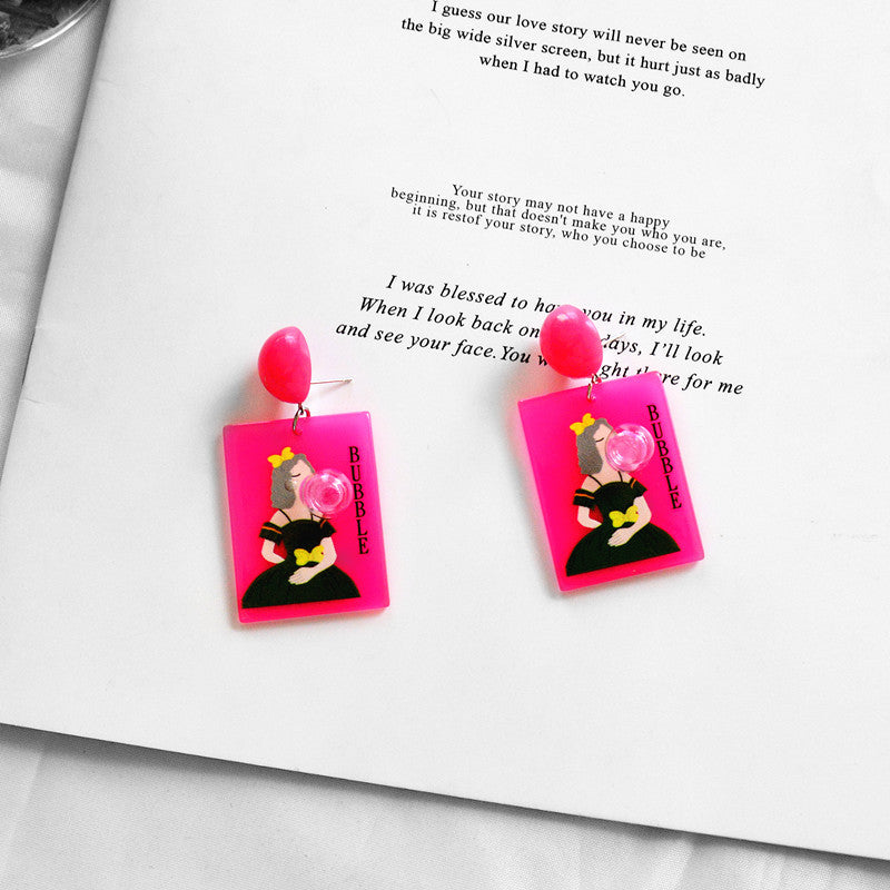 Cute Acrylic Cartoon Earrings MIC-XieN014