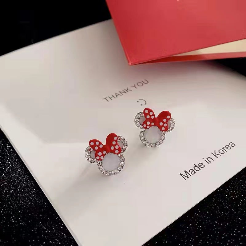 Alloy red polka dot bow tie earrings MIC-KaL011