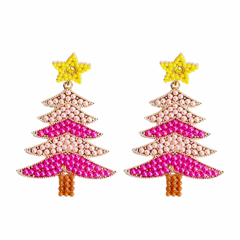 Alloy Christmas Tree Earrings (Minimo de Compra 2) MIC-DWKM002