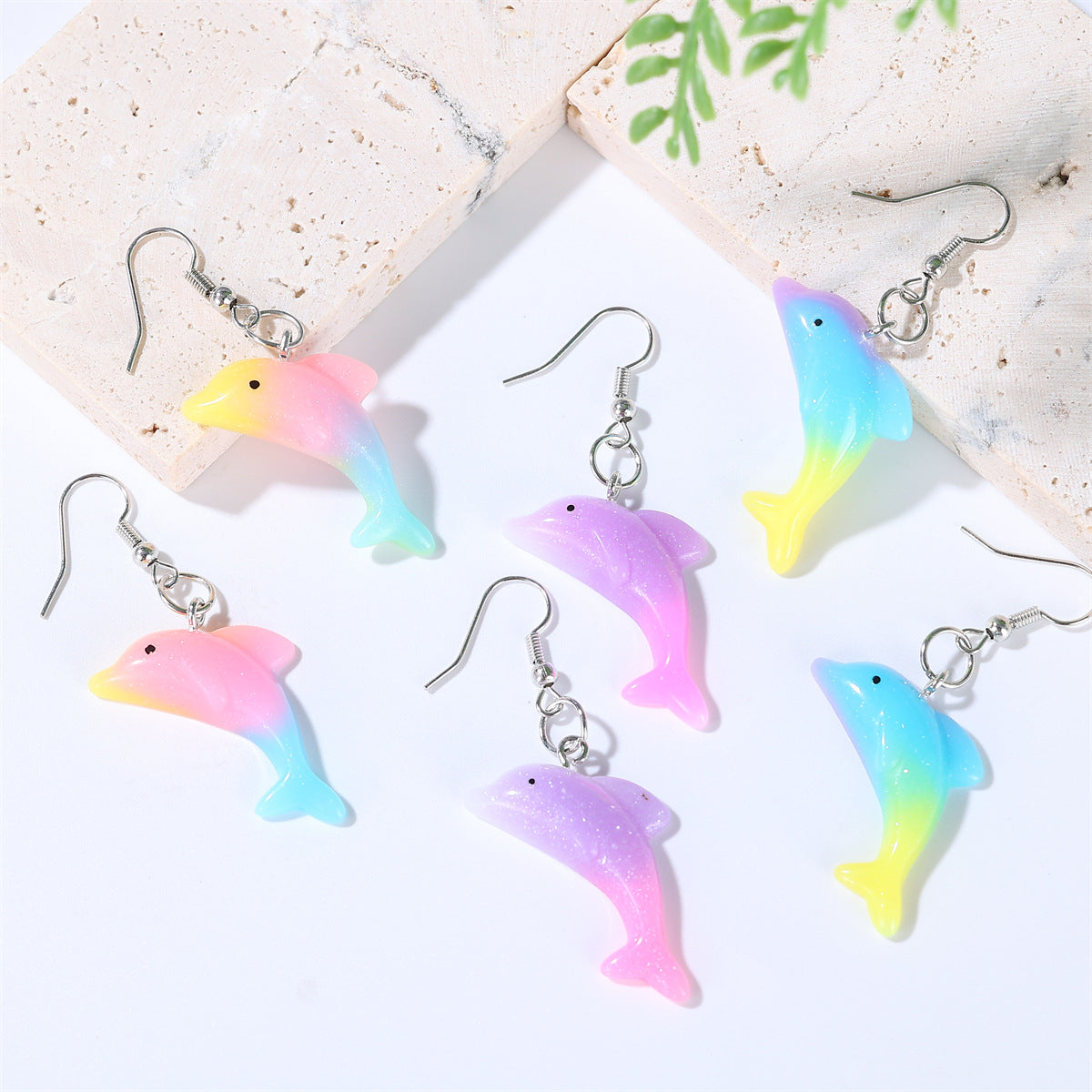 Alloy gradient little dolphin earrings MIC-JiaY013