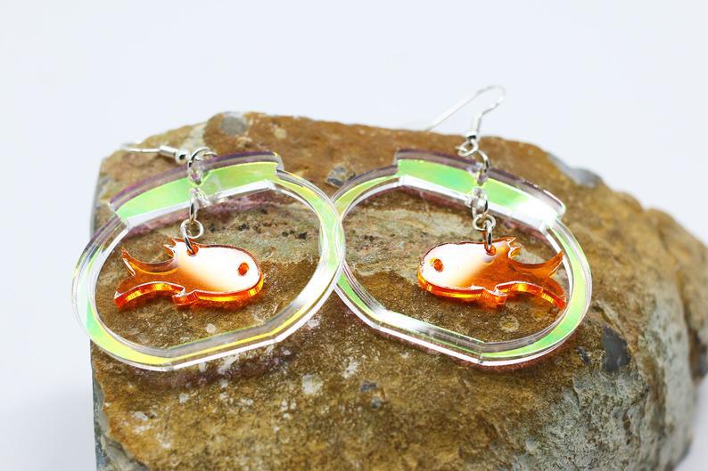 Acrylic goldfish tank goldfish earrings MIC-XueP156