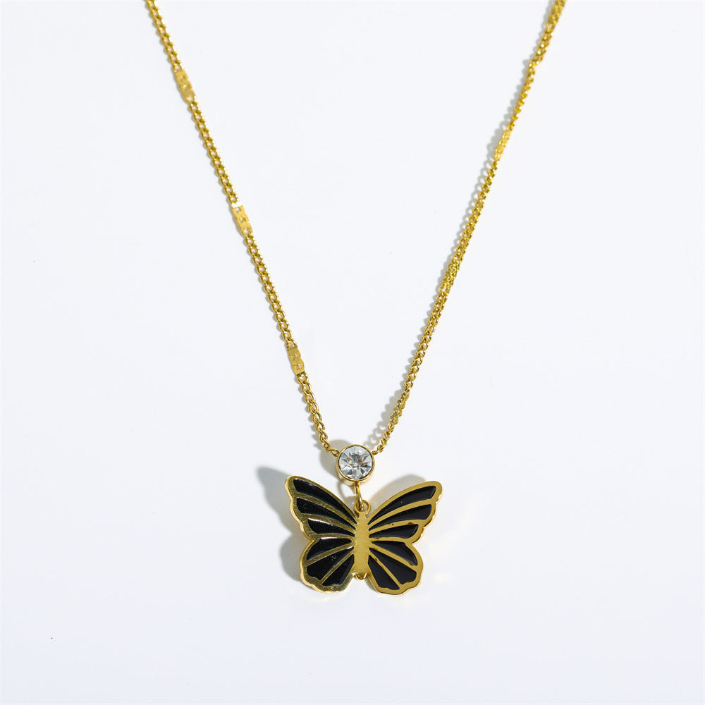 Three-dimensional Butterfly Stainless Steel Sweater Necklace