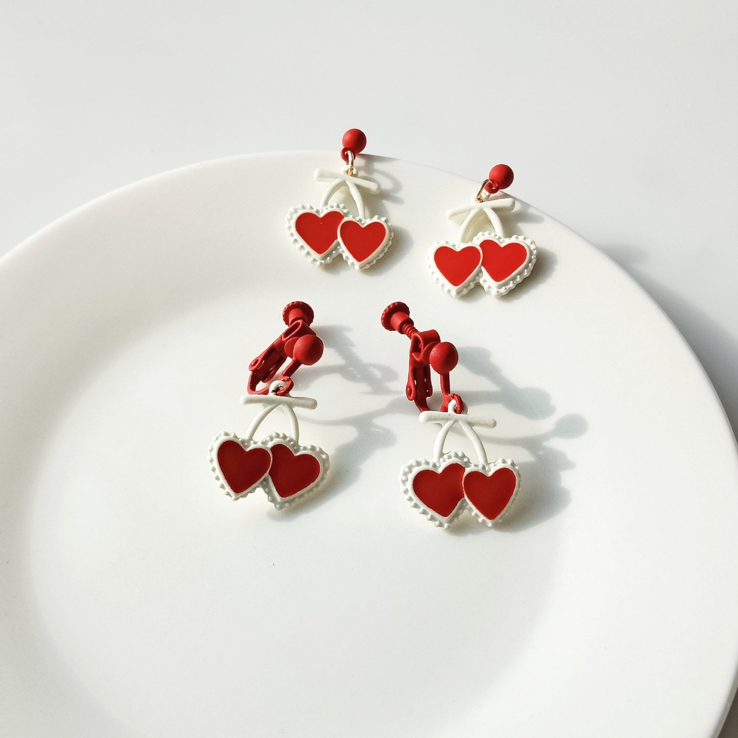 Alloy Cherry Heart Ear Clip (Minimo de Compra 2) MIC-KaiT015