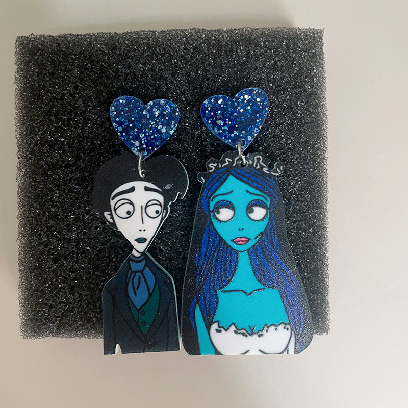 Acrylic Halloween Ghost Bride Earrings MIC-LingX001