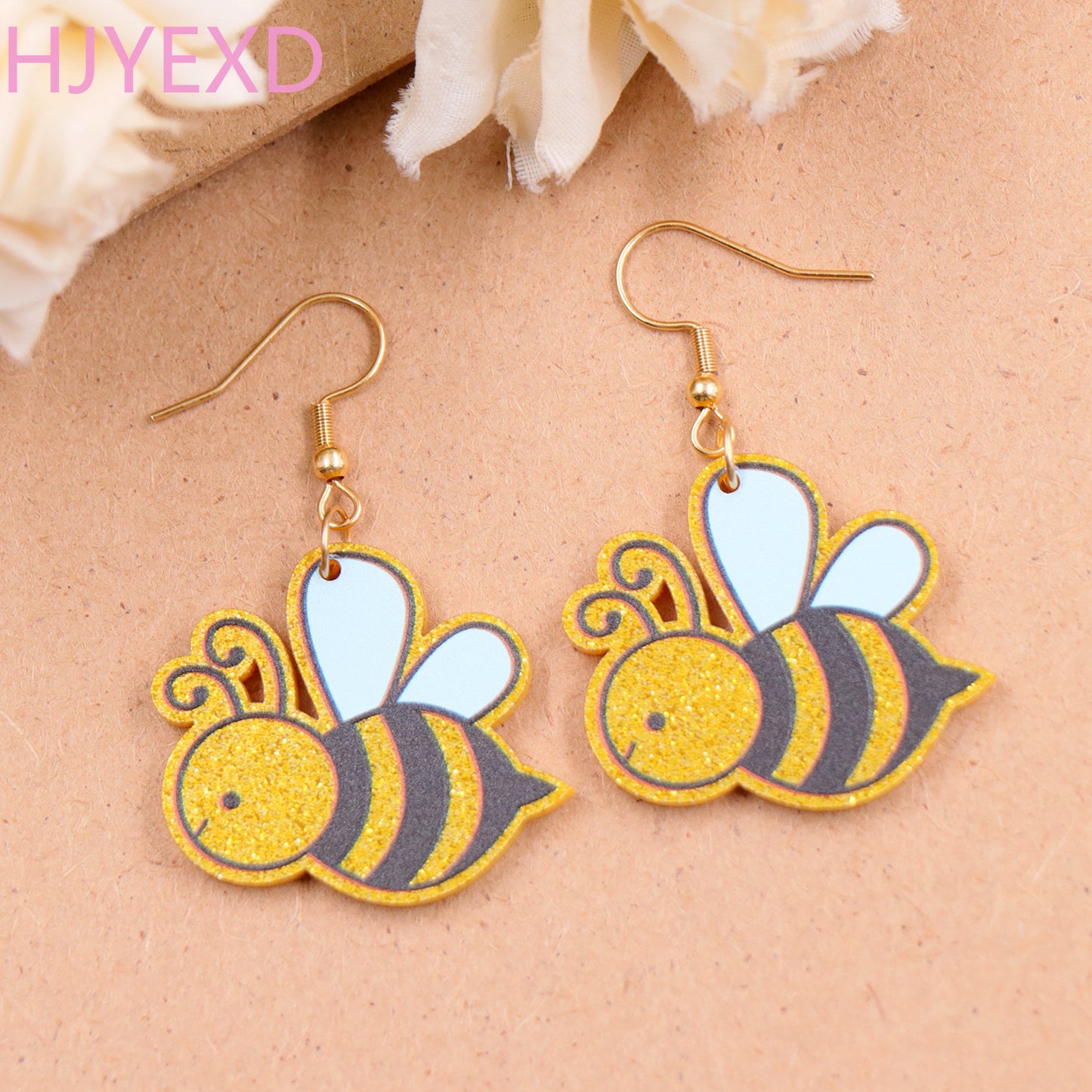 Alloy acrylic bee water drop earrings (Minimo de compra 5) MIC-XiaoY084