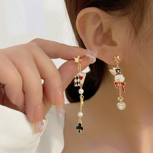 Alloy Playing Card Earrings MIC-BAOY060