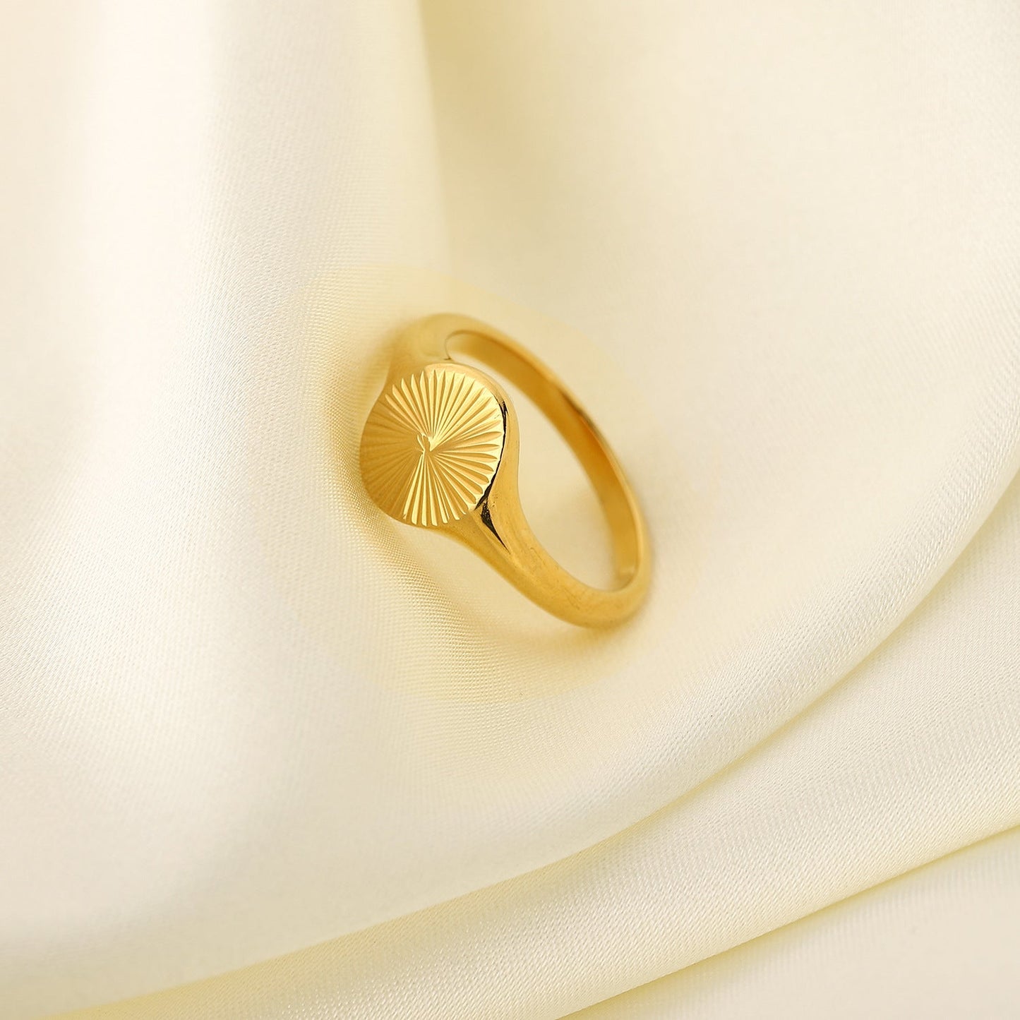 Gold Plated Stainless Steel Croissant Ring MIC-JieD001