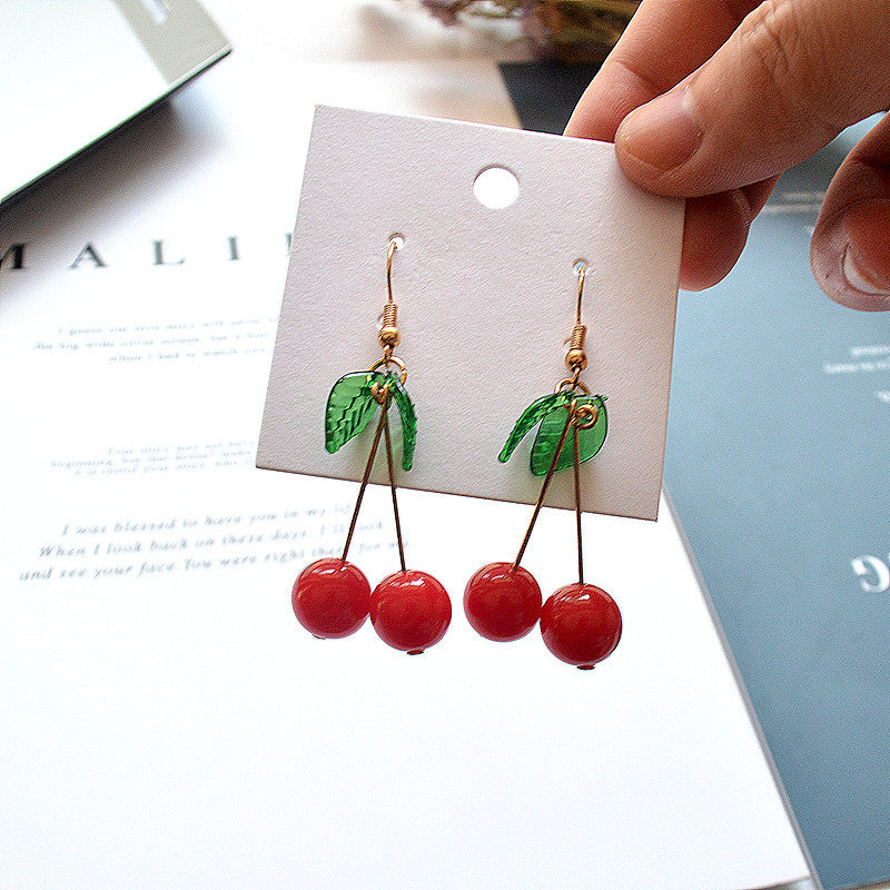 Acrylic Fruit Cherry Earrings MIC-XieN066