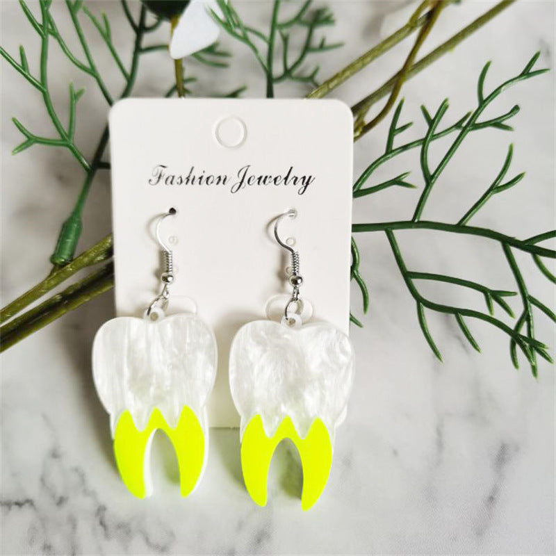 Acrylic Multi Color Teeth Earrings (Minimo de compra 2) MIC-XiangE001