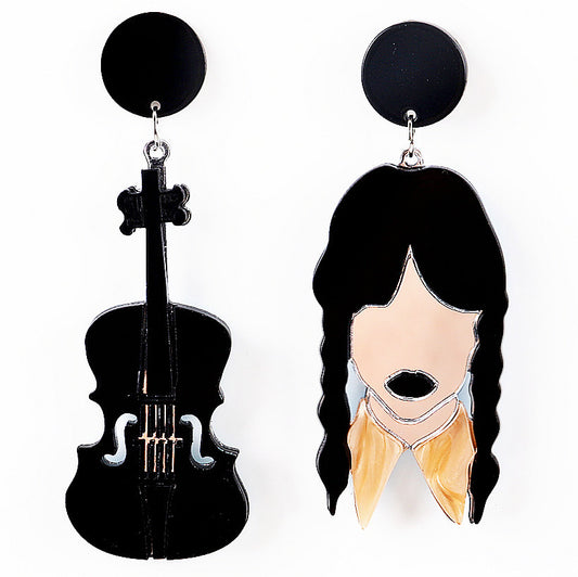 Acrylic Music Girl Guitar Earrings MIC-ChouD017