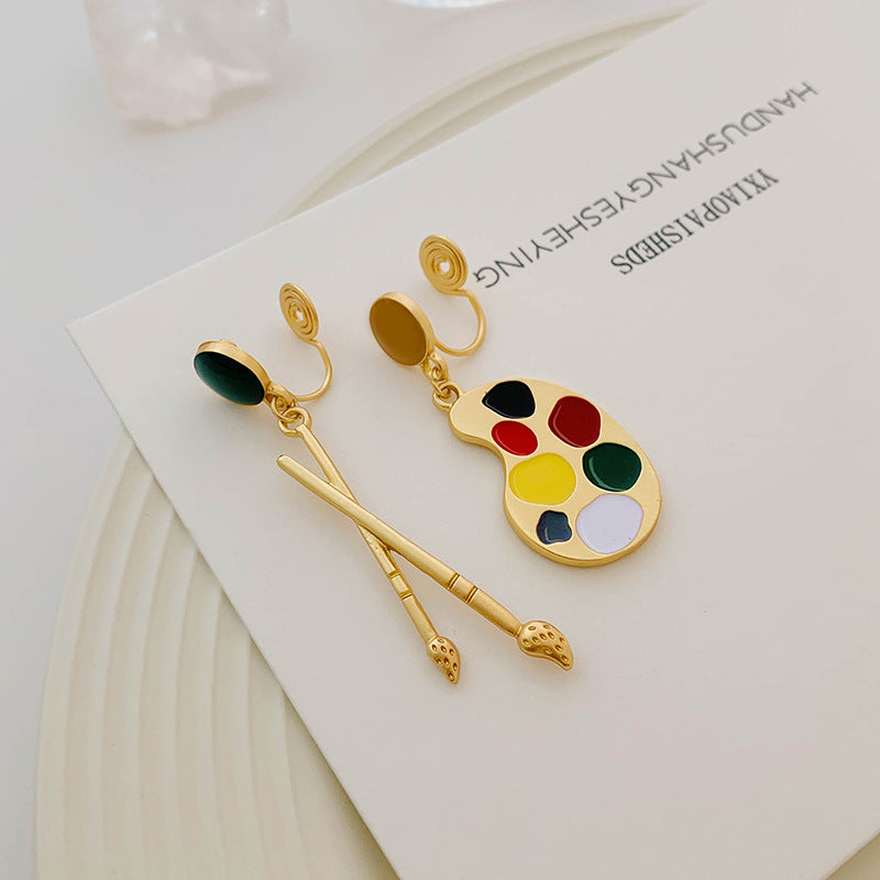 Alloy Asymmetric Creative Paintings Earstuds MIC-YuA009