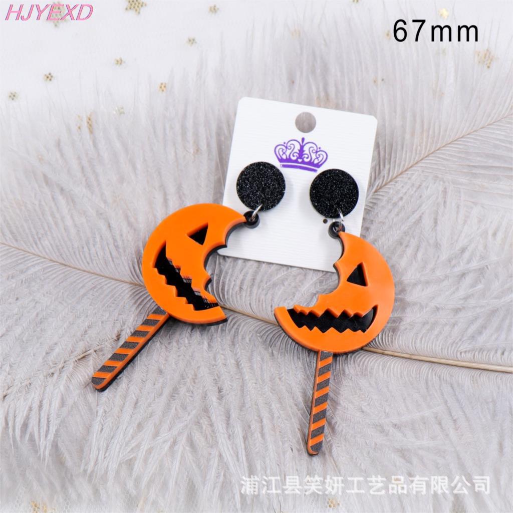 Acrylic Halloween Pumpkin Stick Earrings (Minimo de compra 5) MIC-XiaoY040