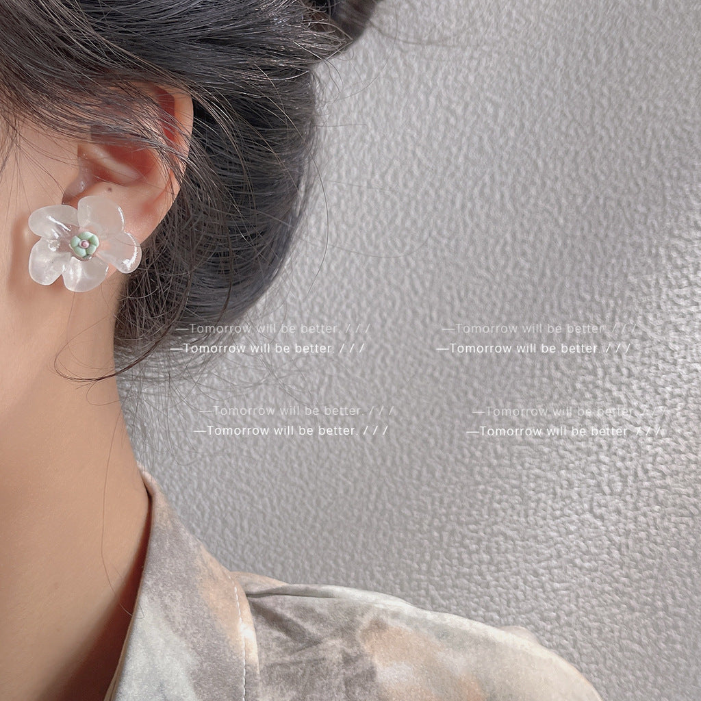 3D Transparent Acrylic Flower Earrings (Minimo de Compra 2) MIC-ErY010