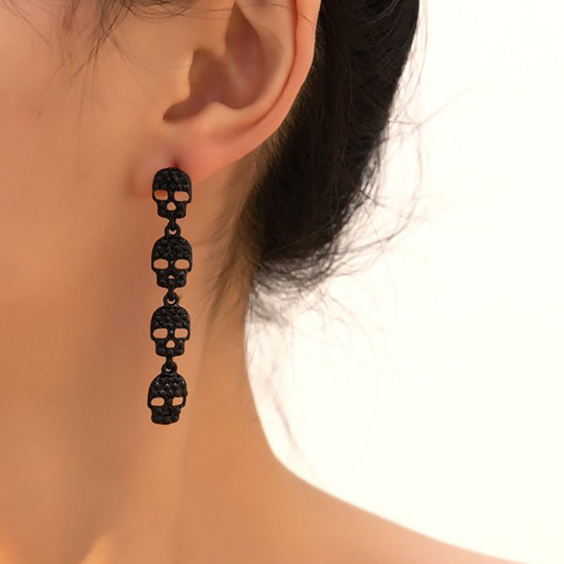 Alloy Skull Head Dark Earrings (Minimo de Compra 2) MIC-FuSu004