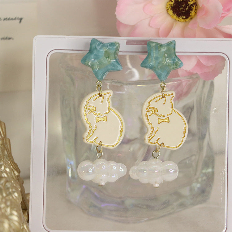 Acrylic cartoon hand made cat earrings MIC-QingJ031