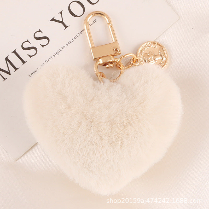 Keychains Alloy Plush Hearts Fur Balls MIC-YiHan051