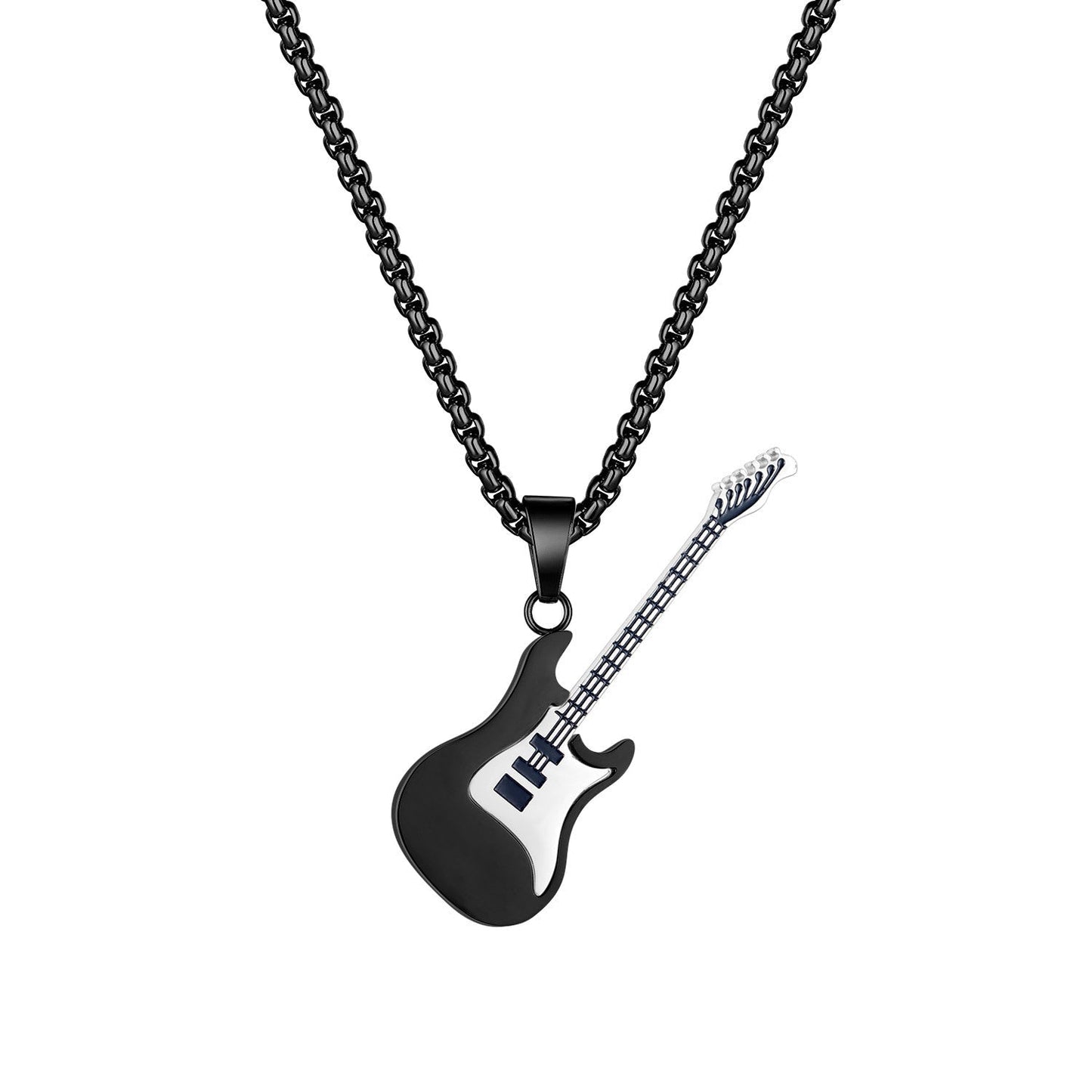 Necklace Stainless Hip Hop Guitar Pendant GeJ011