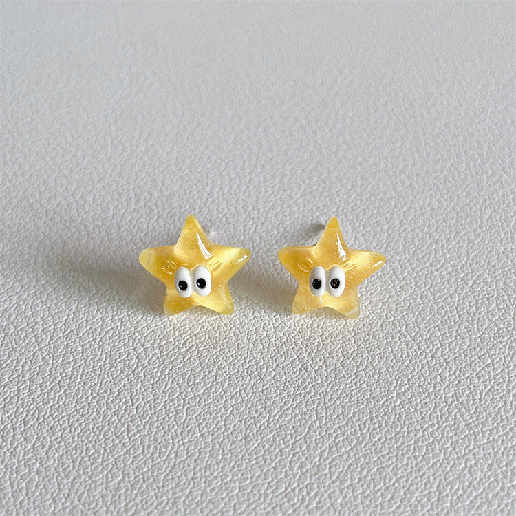 Resin Five Point Star Peach Heart Cloud Earrings (Minimo de Compra 2) MYA-WWHM052