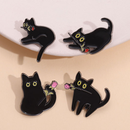 Alloy black cat brooch MIC-QiH002