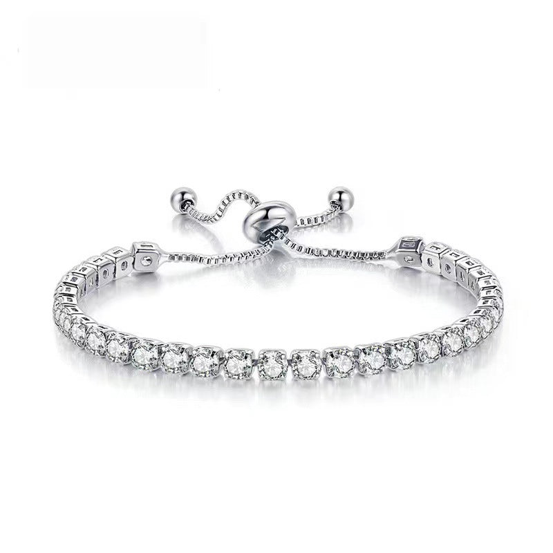 Alloy 4mm round single row full diamond bracelet (Minimo de Compra 2) MIC-LinD009