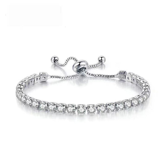 Alloy 4mm round single row full diamond bracelet (Minimo de Compra 2) MIC-LinD009