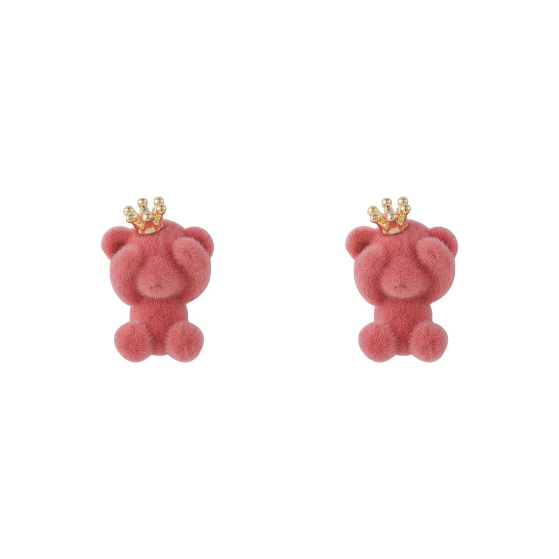 Alloy Cute Crown Bear Earrings MIC-MiS014