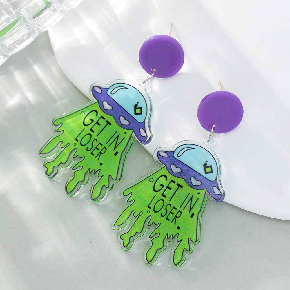 Acrylic Cute Alien Earrings (Minimo de Compra 2) MIC-BeiQ005