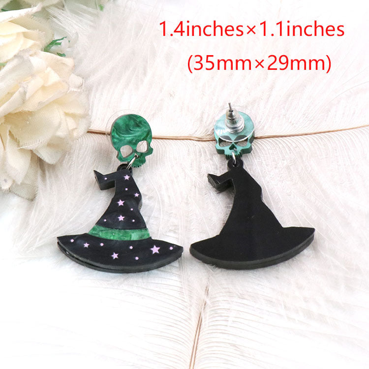 Acrylic Halloween Skull Head Earrings (Minimo de compra 5) MIC-XiaoY045