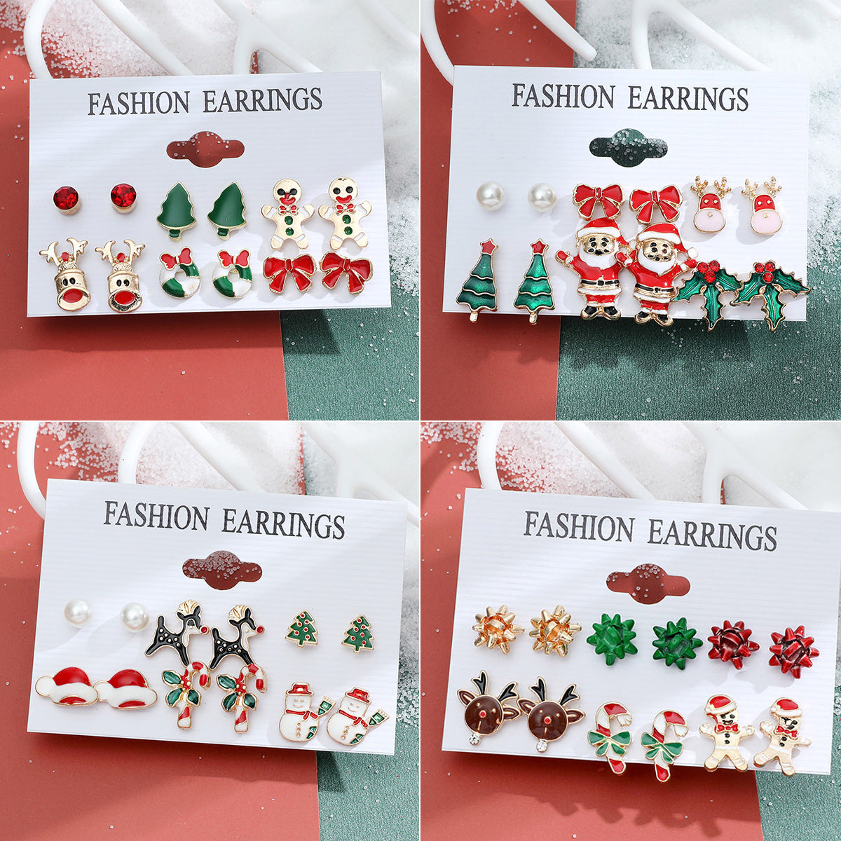 Alloy Christmas Snowman Crutch Earrings (Minimo de Compra 2) MIC-MiaoY096