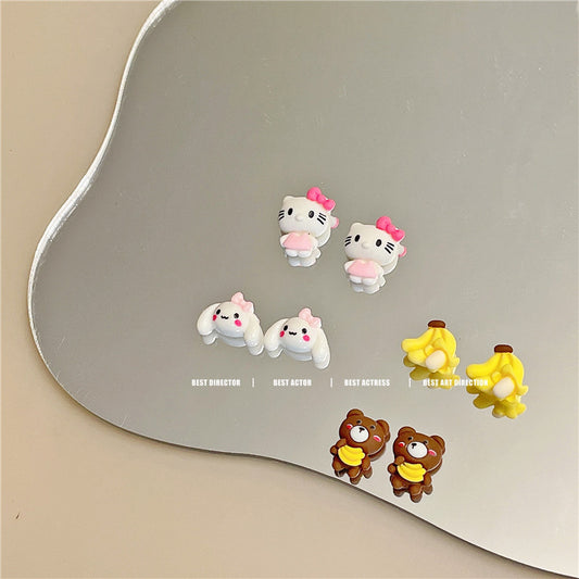 Resin Powder Dudu Big Ear Dog Earrings (Minimo de Compra 2) MYA-WWHM042